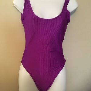 80’s purple one piece swimsuit